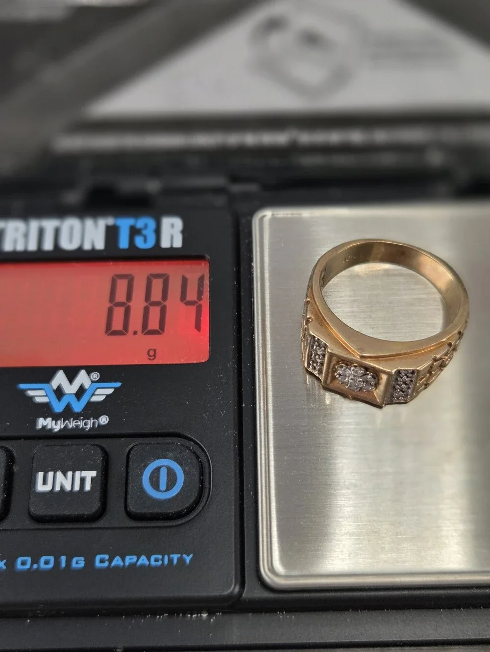 Vintage 10K Solid Gold Diamond Nugget Ring Sz 10